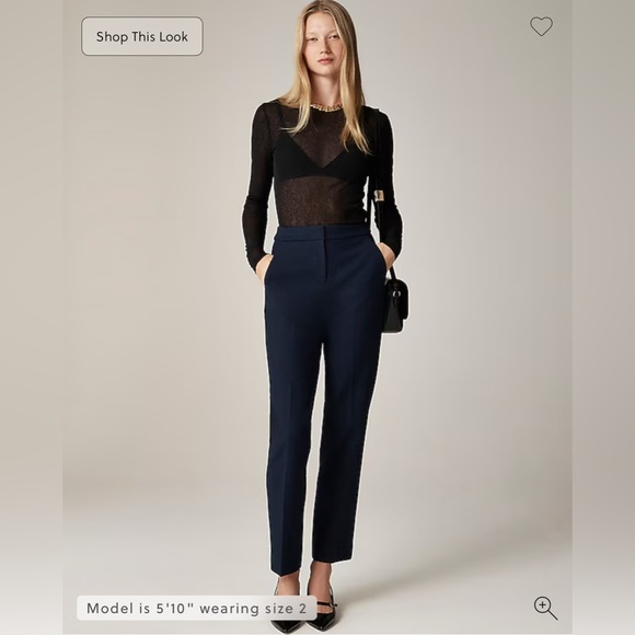 JCrew Kate pleated straight-leg navy dress pants slacks four-season stretch - Picture 1 of 9